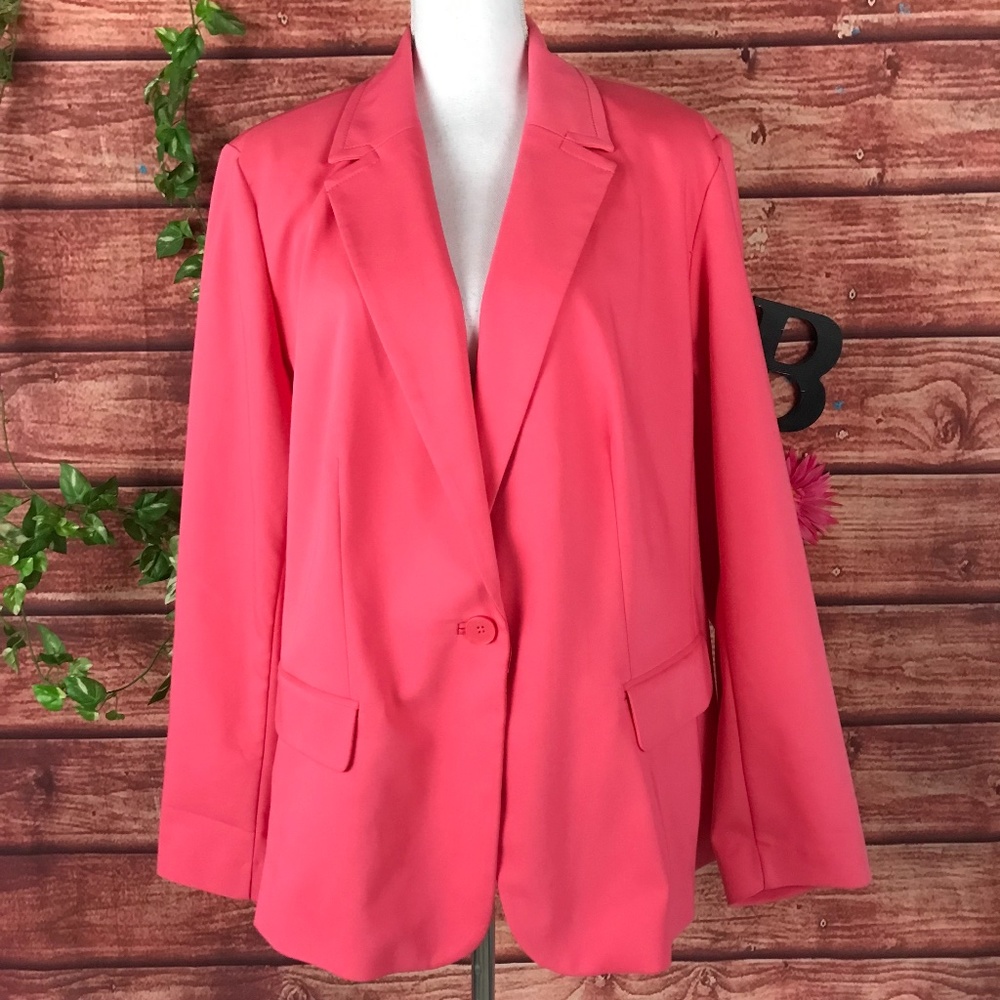 Lane Bryant Blazer Jacket Modernist Collection Plus size 24 Coral Stretch Career
